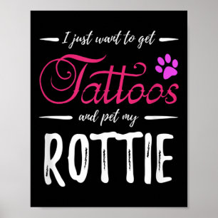 Affiche Amoureux de Rottweiler Tatouage Drôle de Chien Mam