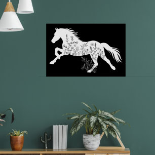 Affiche Amoureux des animaux Floral Horse