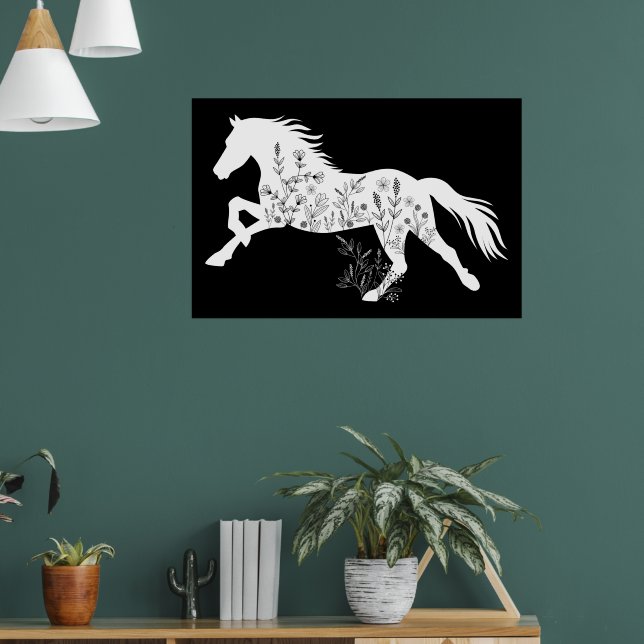 Affiche Amoureux des animaux Floral Horse (Salon 1)