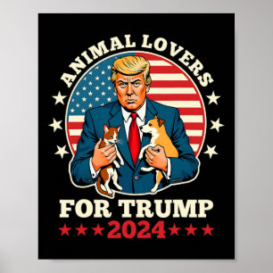 Affiche Amoureux des Animaux Pour Trump 2024 Campagne Chat