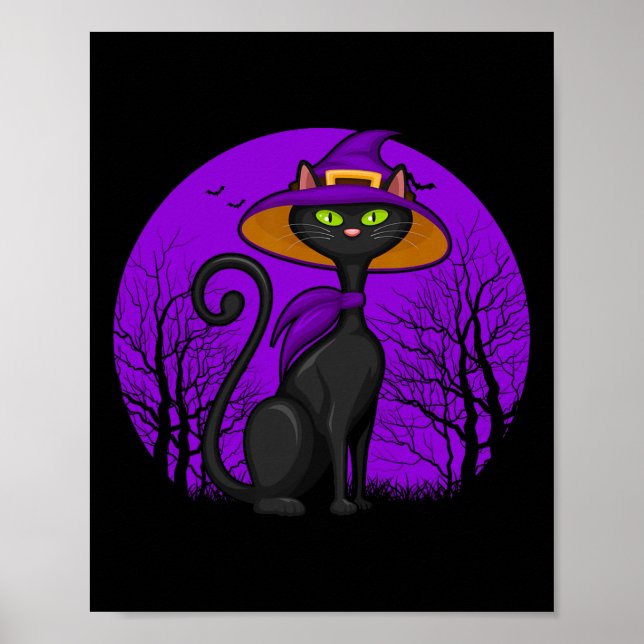 Affiche Amoureux des chats éffrayant Halloween Kitten noir (Devant)