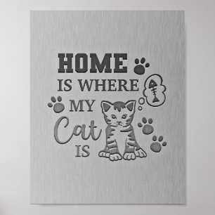 Affiche Amoureux des chats Home Est Où Mon Chat