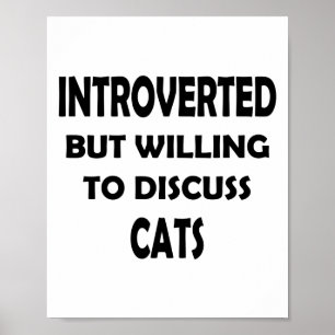 Affiche Amoureux des chats Introvert - Drôle Design