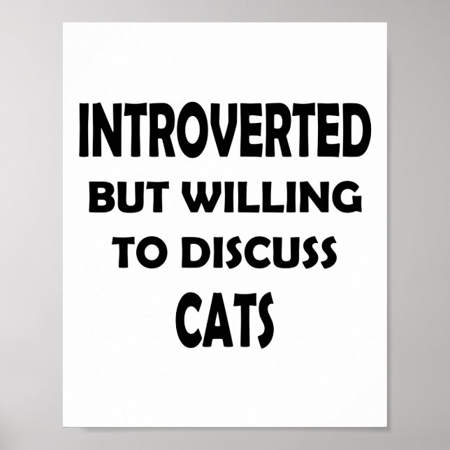 Affiche Amoureux des chats Introvert - Drôle Design (Devant)