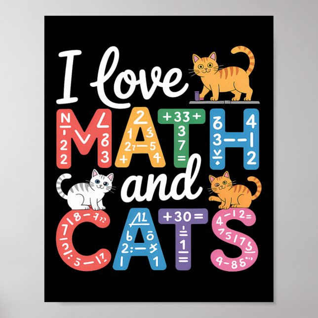 Affiche Amoureux des chats mathématiques Prof de maths drô (Devant)