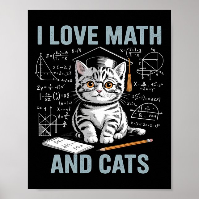 Affiche Amoureux des chats mathématiques Prof de maths drô (Devant)
