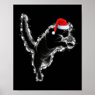 Affiche Amoureux des chats noir Noël Fête Noël Chapeau noi