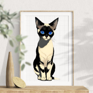 Affiche Amoureux des chats Siamese Cat Wall Art Blue-Eyed