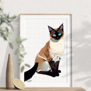 Affiche Amoureux des chats Siamese Cat Wall Art Electric B