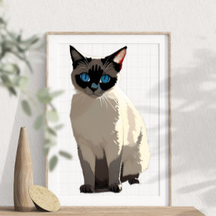 Affiche Amoureux des chats Siamese Cat Wall Art Electric B