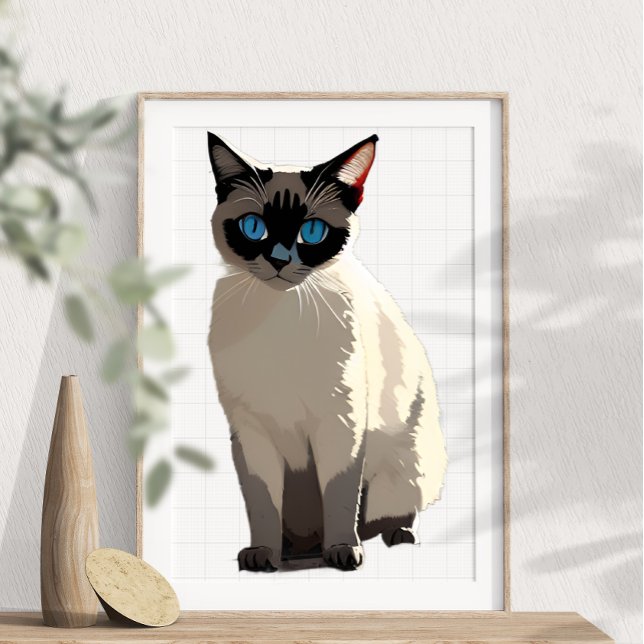 Affiche Amoureux des chats Siamese Cat Wall Art Electric B (Créateur téléchargé)