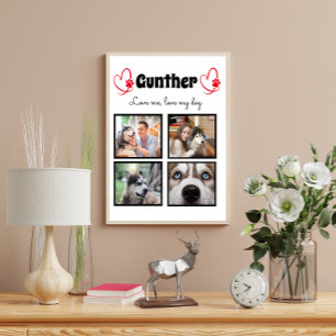 Affiche Amoureux des chiens 4 photo collage customisé