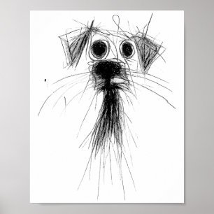 Affiche Amoureux des chiens Abstrait Scribble Art mignon C