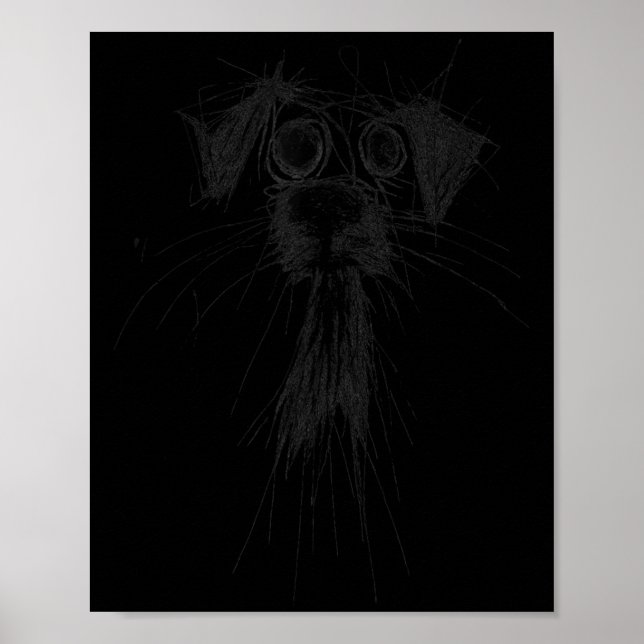 Affiche Amoureux des chiens Abstrait Scribble Art mignon C (Devant)