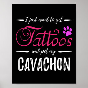 Affiche Amoureux des chiens Cavachon Tattoo Funny Chien Ma