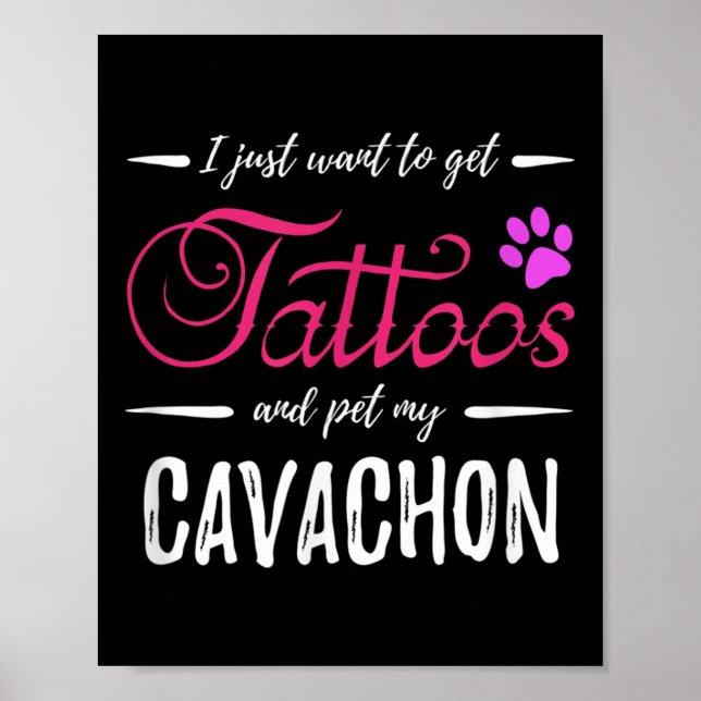 Affiche Amoureux des chiens Cavachon Tattoo Funny Chien Ma (Devant)