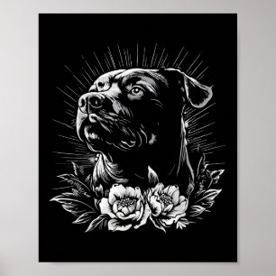 Affiche Amoureux des chiens Rottweiler de style tatouage r