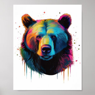 Affiche Amoureux d'ours grizzly Pop Art Gros Ours Grizzly