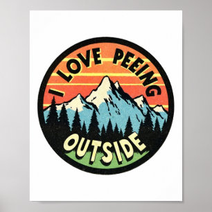 Affiche Amoureux du camping J'adore faire pipi dehors 