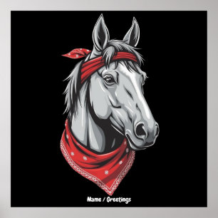 Affiche Amoureux du cheval drôle Bandana Rouge Filles Femm
