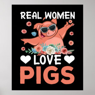 Affiche Amoureux du cochon de campagne amusant