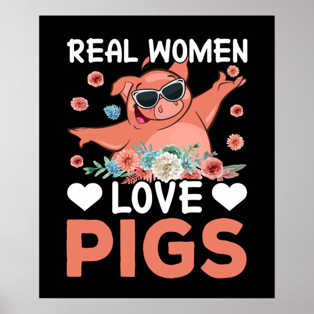 Affiche Amoureux du cochon de campagne amusant (Devant)