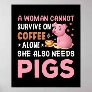 Affiche Amoureux du cochon de campagne amusant