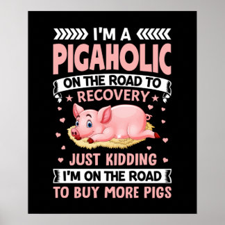 Affiche Amoureux du cochon de campagne amusant