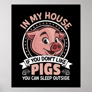 Affiche Amoureux du cochon de campagne amusant