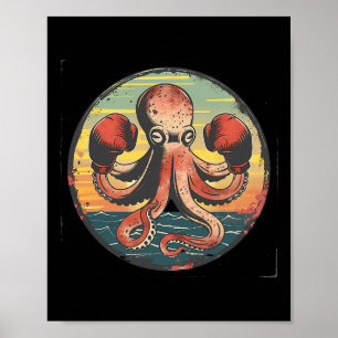 Affiche Amoureux du poulpe de boxe créature de mer océan B