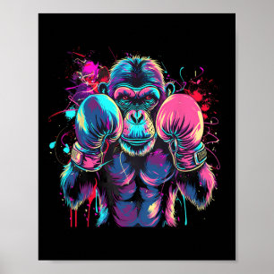 Affiche Amoureux du singe de boxe Gants de boxe Kickboxing
