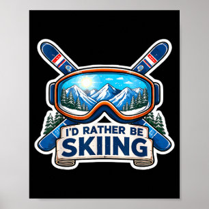 Affiche Amoureux du ski skieur station de ski lunettes mon
