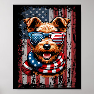 Affiche Amoureux du Terrier Gallois Drapeau États-Unis 4 J