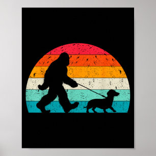Affiche Amoureux Rétro de Sasquatch Promeneur de Teckel Vi