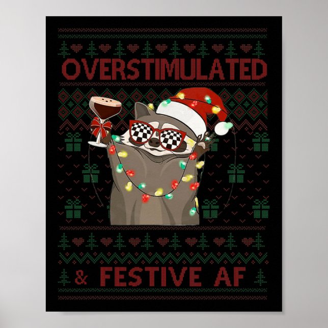 Affiche &amp ; Festive Af Raccoon Noël (Devant)