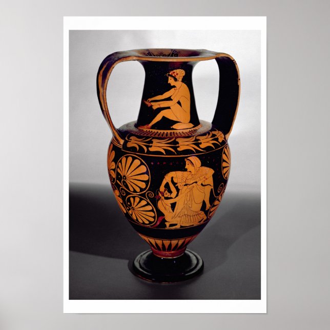 Affiche Amphora à silhouette rouge représentant une batail (Devant)