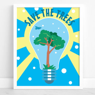 Affiche Ampoule Écologique Sauvegarder Les Arbres