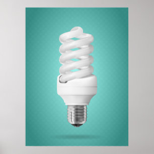 Affiche Ampoule Fluorescente Compacte Spirale Moderne