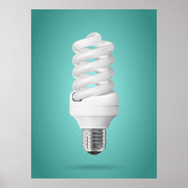 Affiche Ampoule Fluorescente Compacte Spirale Moderne (Devant)