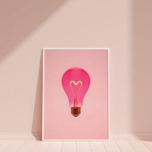 Affiche Ampoule Luminaire Rose Aesthétique Avec Filament C