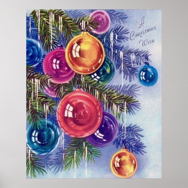 Affiche Ampoules de Noël rétro vintage (Devant)