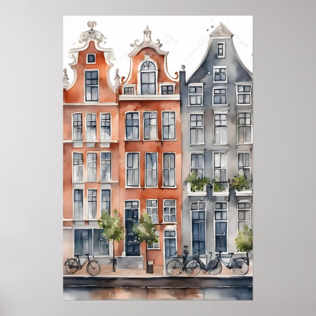 Affiche Amsterdam aquarelle (Devant)