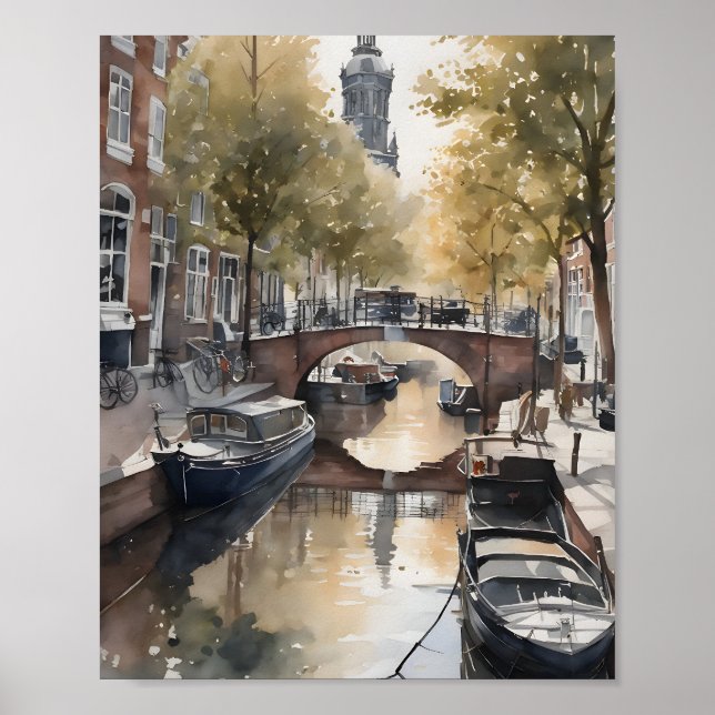 Affiche Amsterdam aquarelle (Devant)