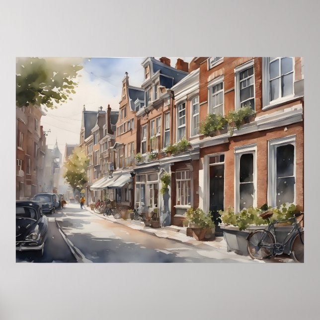 Affiche Amsterdam aquarelle (Devant)