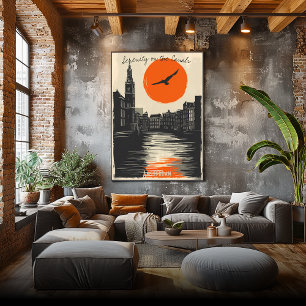 Affiche Amsterdam au crépuscule - Reflets minimalistes sur