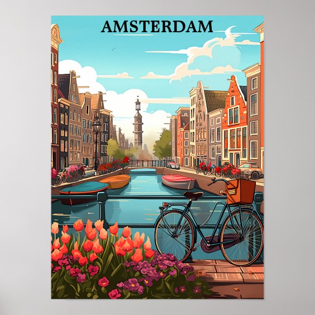 Affiche Amsterdam Holland Canal View (Devant)