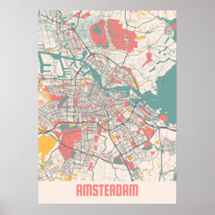Affiche Amsterdam - Netherlands Chalk City Map