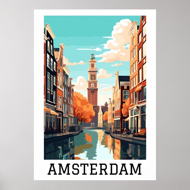 Affiche Amsterdam Pays-Bas Canal Travel (Devant)