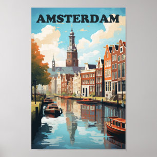 Affiche Amsterdam Pays-Bas célèbre Travel Place