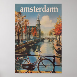 Affiche Amsterdam Pays-Bas célèbre Vintage voyage Place
